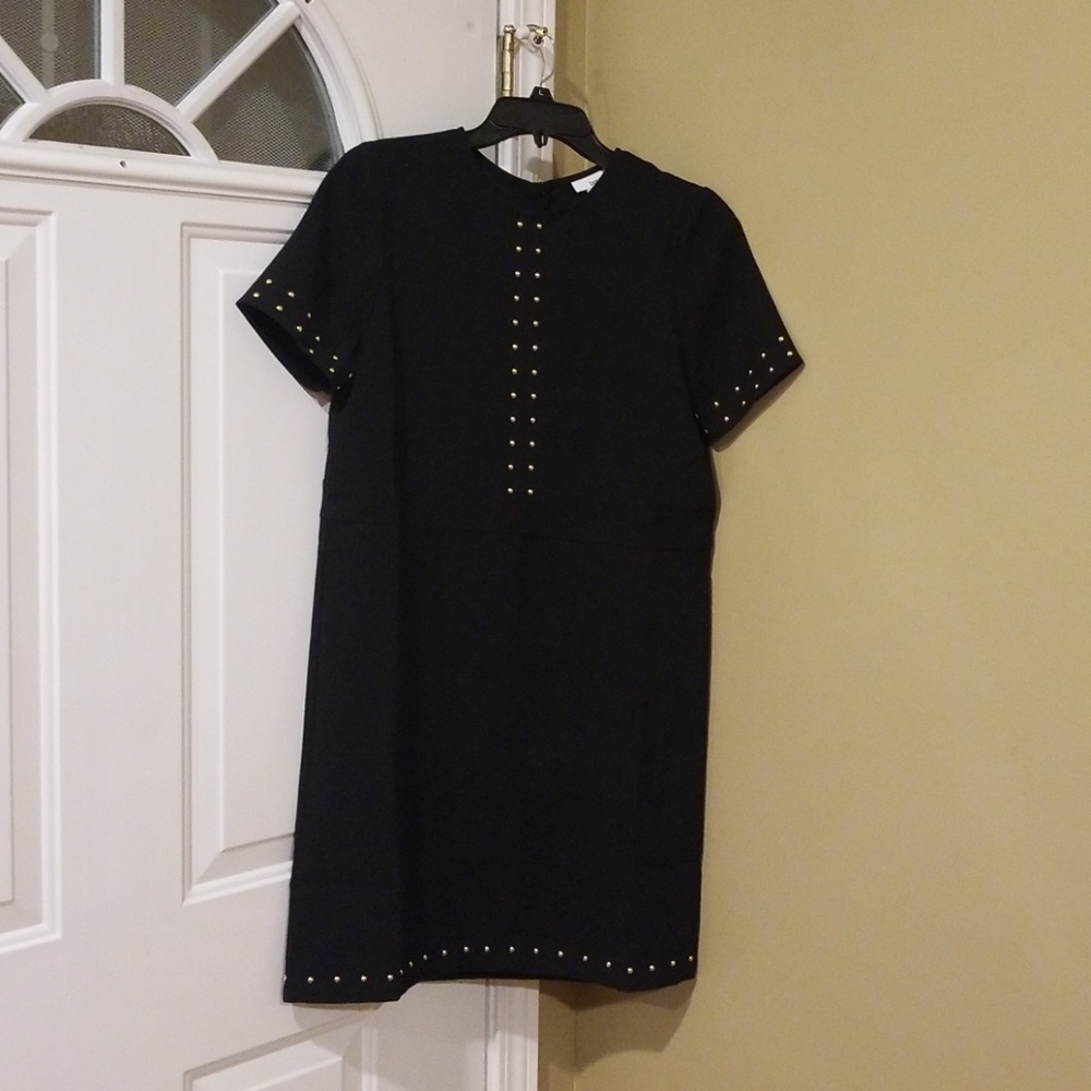 Black studed sheath dress